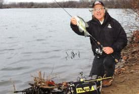 With a slight wave action, the back-up Blitz Crappie Jig with three Crappie Nibbles, drifted and fished with a 'rocking' retrieve, does its fish-catching magic again.