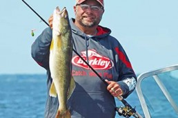 Mark Martin holds a nice walleye caught on a crawler harness fished high in the water column.