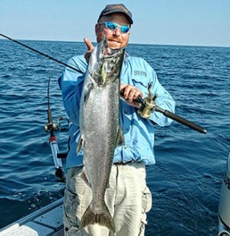 Author Dave Mull with a dandy Great Lakes salmon.