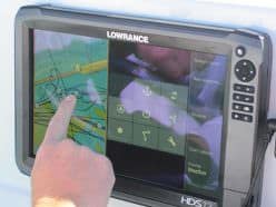 Hands-free trolling with the outboard motor or a trolling motor is as easy as setting waypoints with the touch of a finger and then pushing the “Nav” button to navigate along your path of waypoints.