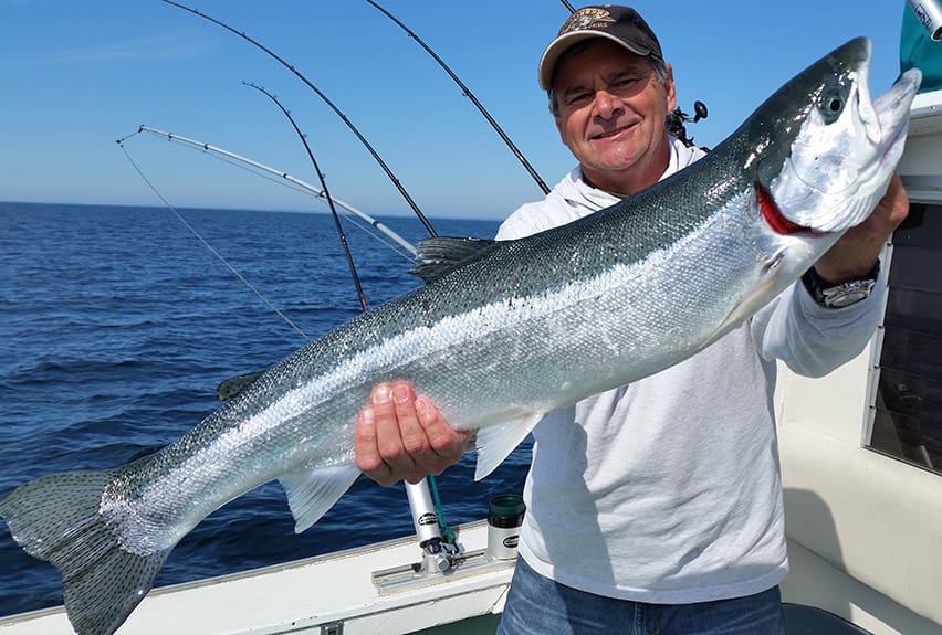 Charter Fishing on Lake Michigan, MI, produces, Steelhead, Salmon, Trout.