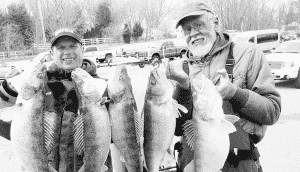 Todd Sokolow and Bennett with some Lake Erie hawgs. Photo: Troy Walwood