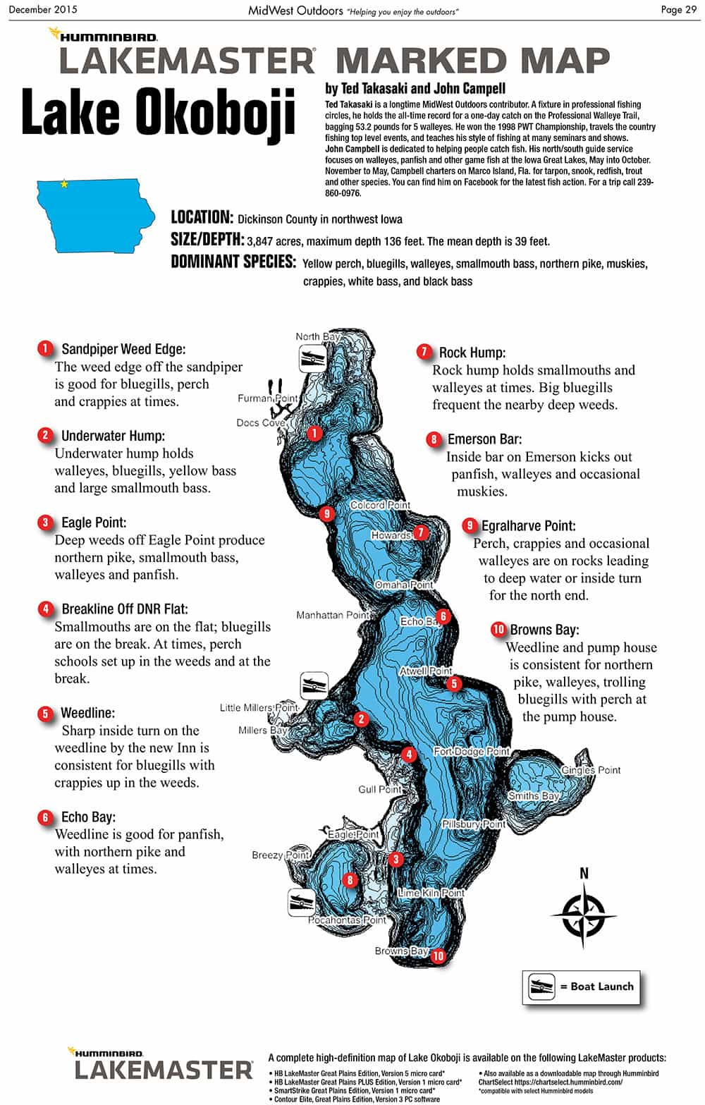 LakeMaster Marked Map: Lake Okoboji - MidWest Outdoors