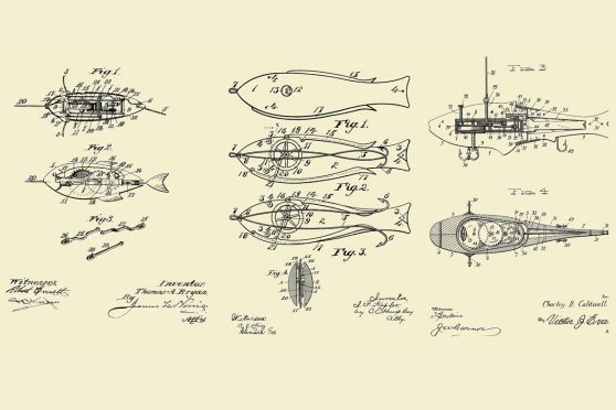 Original Fly Fishing Rods and Reels Patent Art Prints - Set of