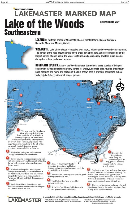 Lake of the Woods Marked Map MidWest Outdoors