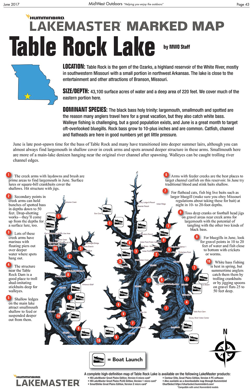 Table Rock Lake Map Midwest Outdoors