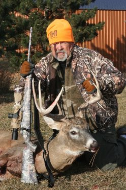 L.P. Brezny with first whitetail harvested by the 6.5 Creedmoor Winchester AccuBond 142-grain bullet. He took the buck at 451 yards with a Winchester XPR turn bolt rifle.