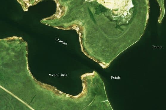 Lake map with satellite imagery.