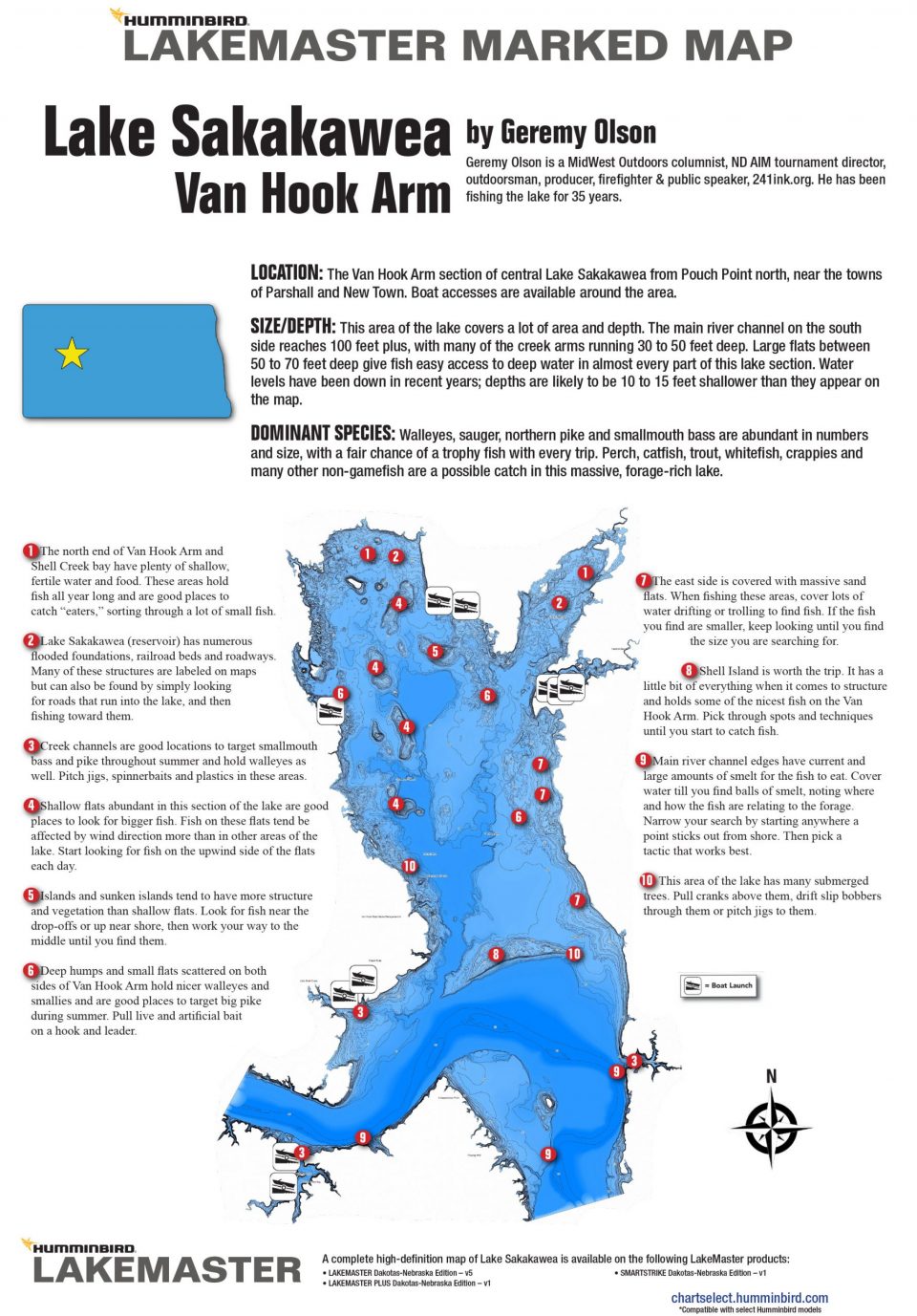 Lake Sakakawea Marked Fishing Map - MidWest Outdoors